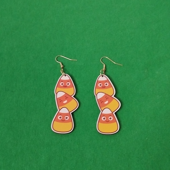 Pierced Candy Corn Earrings - Picture 3 of 3